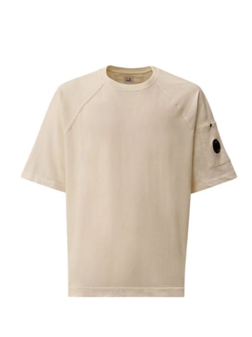 FLEECE COTTON T-SHIRT C.P.COMPANY | 20CMSS034A002246G103 - GAUZE WHITE